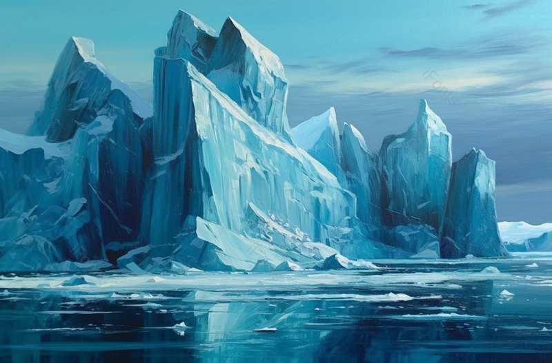 冰山海景纹理质感油画艺术品,插画/手绘图,插画/手绘图库,插画/手绘图下载,插画/手绘